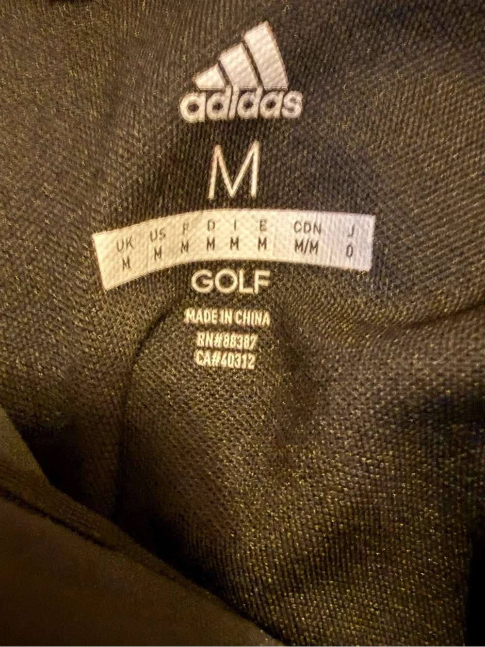 Men’s Golf Adidas Black Quarter-Zip Performance Pullover Medium